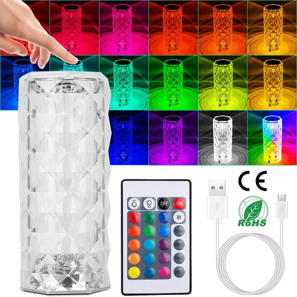 Crystal Ripple Touch Lamp — 16-Color Evening Glow